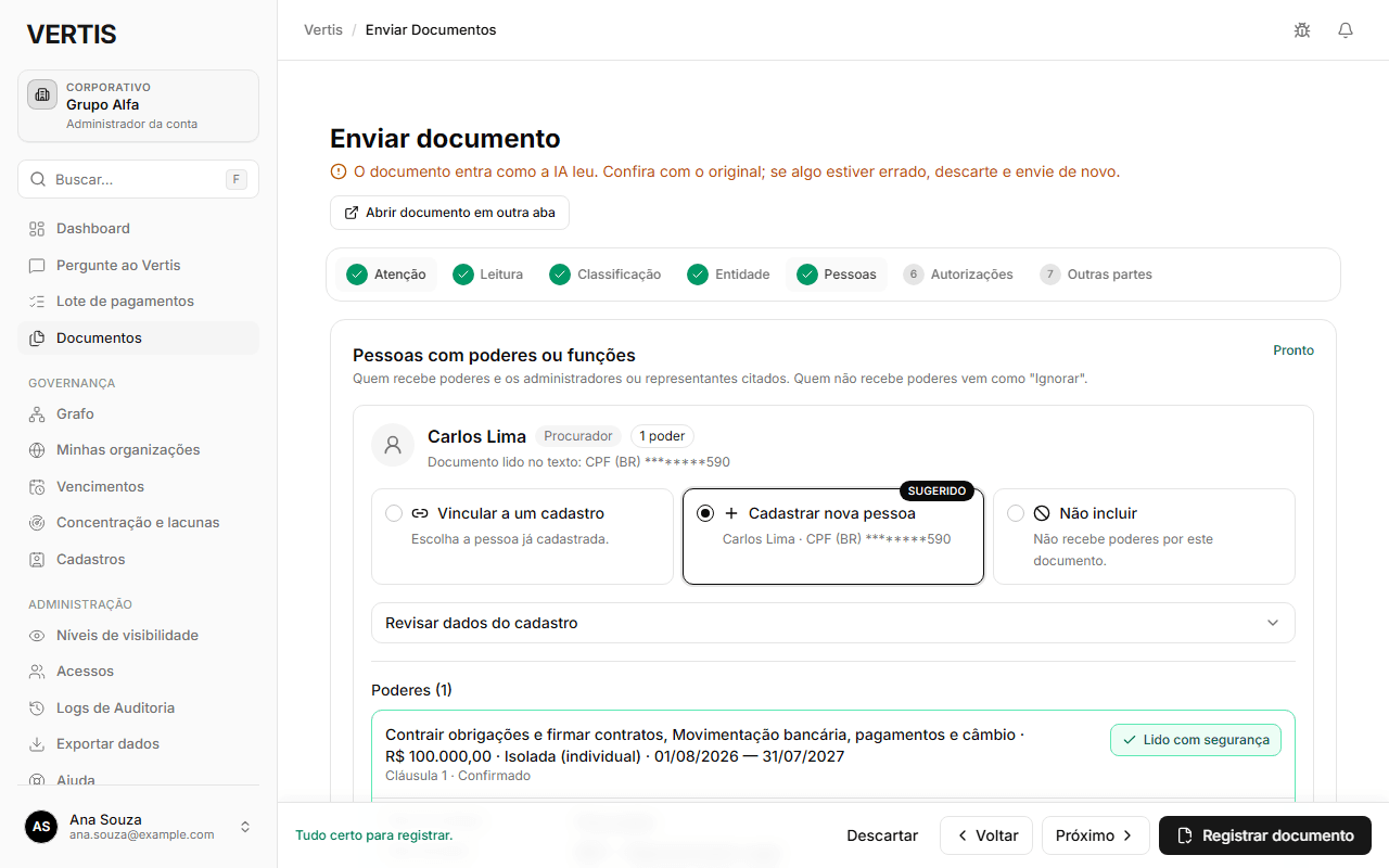 Envie os documentos